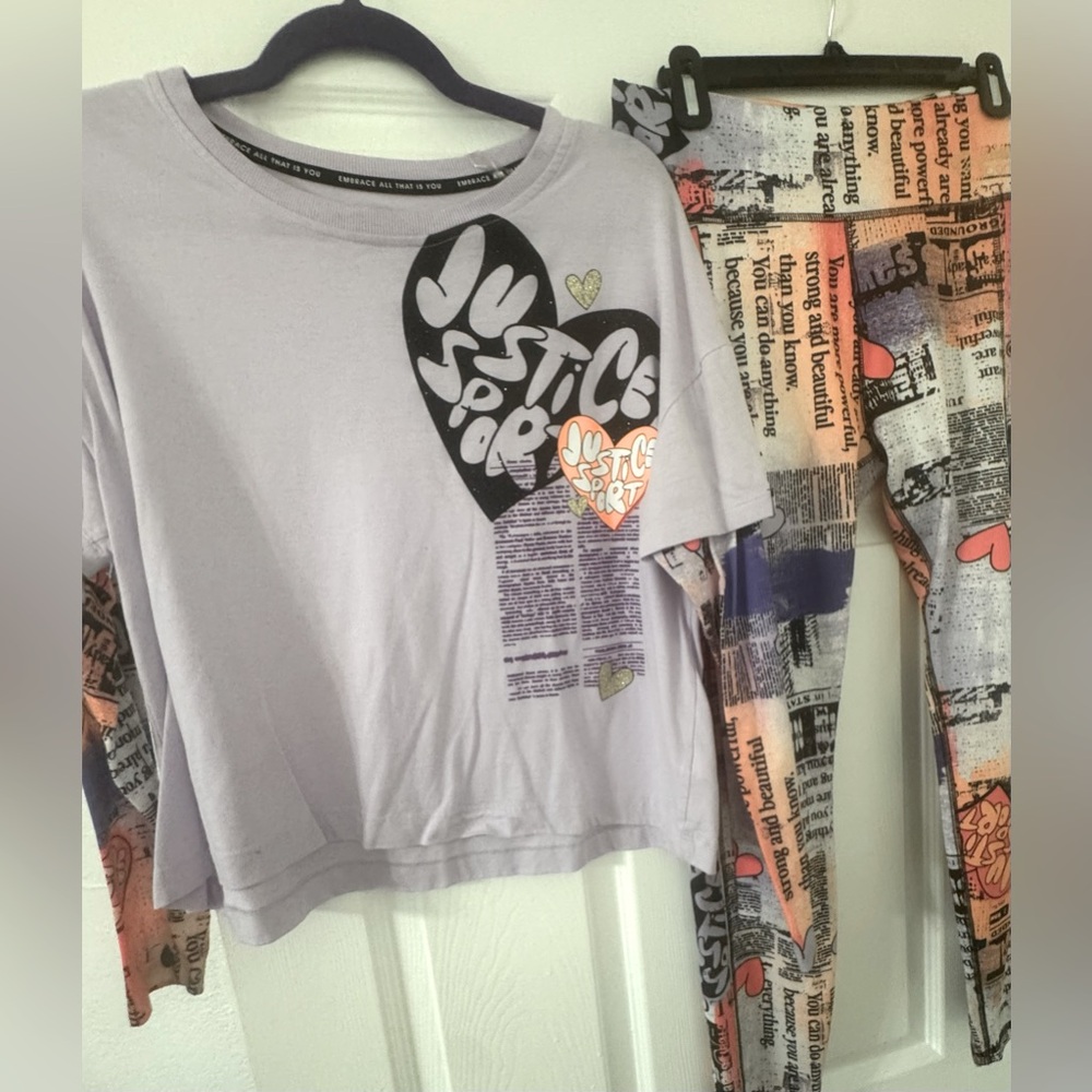 Justice Graphic Top and Leggings Set